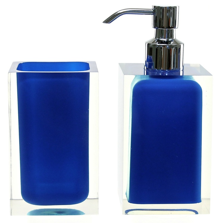 Bathroom Accessory Set, Gedy RA681-05, Blue Two Pc. Accessory Set Made With Thermoplastic Resins
